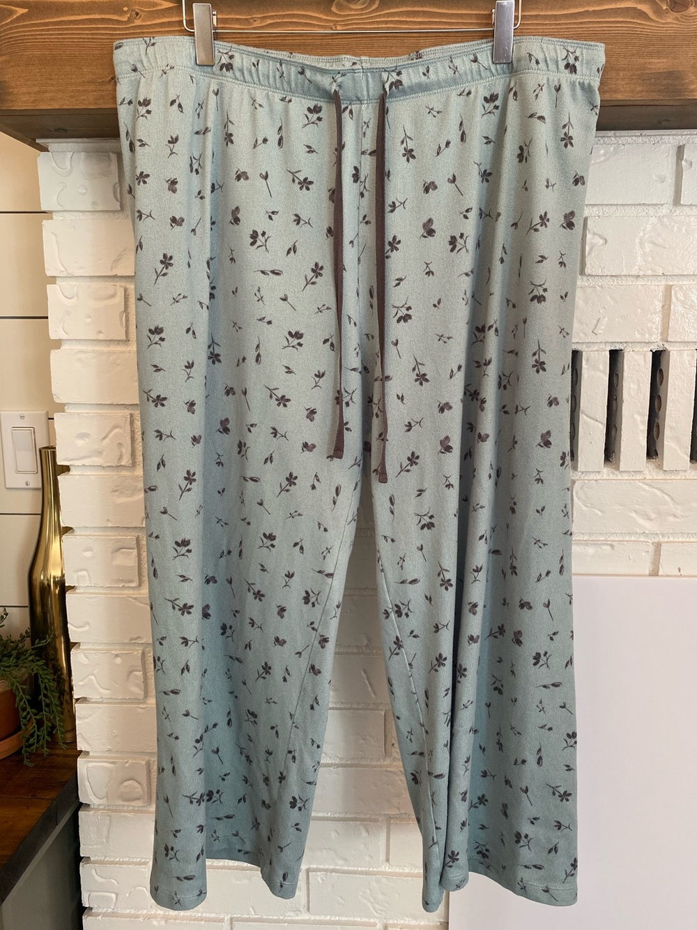 P.J. Salvage Floral Lounge Pajama Pants Blue Green Drawstring XL Soft Stretch